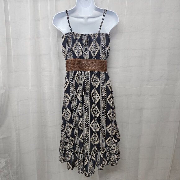 Rue21 Blue Taupe Aztec Southwestern Sleeveless Dress Hi-Low Hem M - Picture 8 of 13